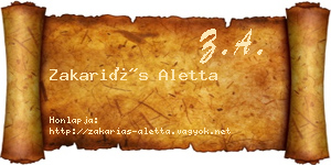 Zakariás Aletta névjegykártya